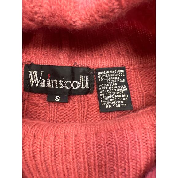 Wainscott Wool Angora Orange Cable Knit Long Sleeve Turtleneck Sweater S - Picture 2 of 6